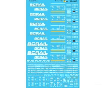Microscale HO 871307 BC Rail - BCOL - 50’ Smooth-Side Boxcars 1985+ Decals