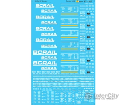 Microscale HO 871307 BC Rail - BCOL - 50’ Smooth-Side Boxcars 1985+ Decals