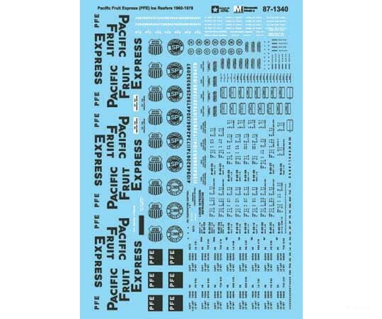 Microscale Ho 871340 Railroad Decal Set -- Pacific Fruit Express Pfe Ice Reefers 1960 - 1978 Decals