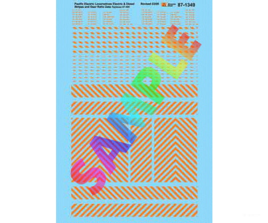 Microscale Ho 871349 Pacific Electric - Pe -- Stripes & Gear Ratio Data For Diesels Electrics Decals