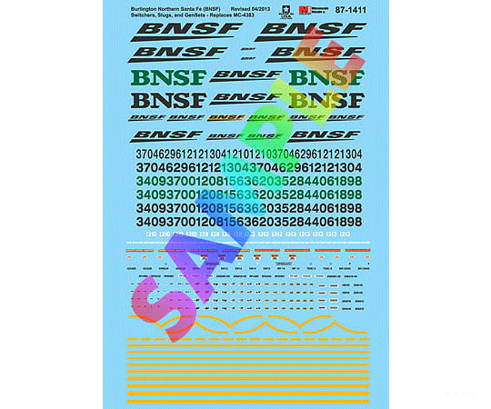 Microscale Ho 871411 Railroad Decal Set -- Bnsf Railway Diesel Locomotive Remotes Slugs Switchers &