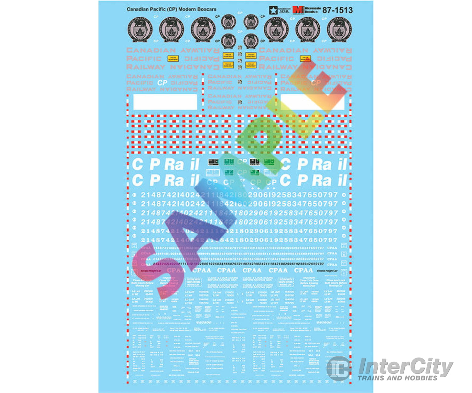 Microscale Ho 871513 Railroad Decal Set -- Canadian Pacific Modern Boxcars 1970 + Decals