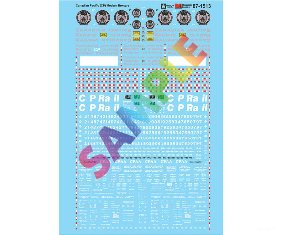 Microscale Ho 871513 Railroad Decal Set -- Canadian Pacific Modern Boxcars 1970 + Decals
