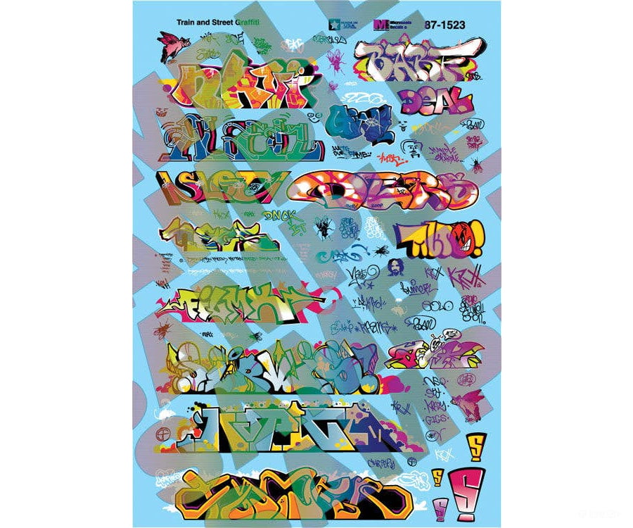 Microscale HO 871523 Graffiti Decal Set - Modern Train & Street Graffiti Decals