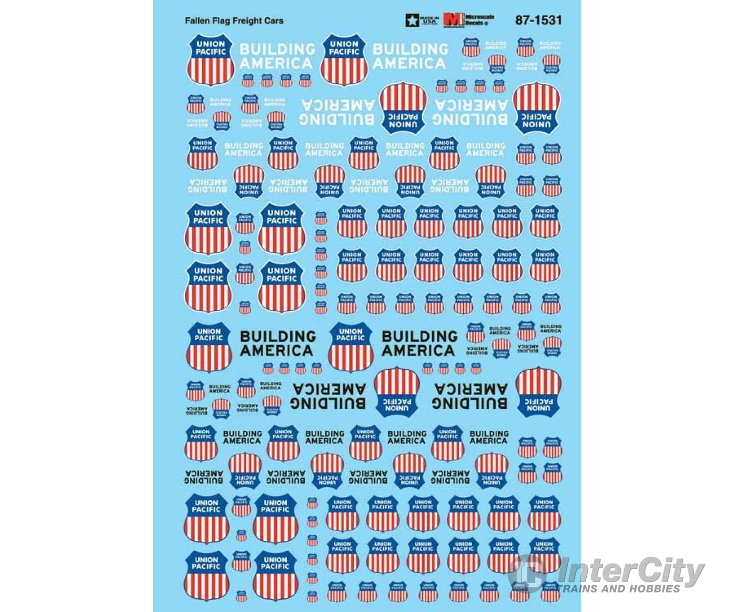 Microscale Ho 871531 Railroad Decal Set -- Union Pacific Fallen Flags Freight Cars Decals