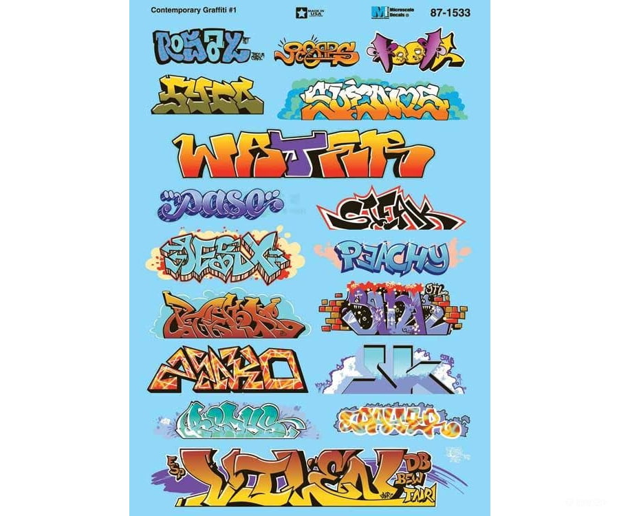 Microscale HO 871533 Graffiti Decal Set - Contemporary (Set #1) - Decals