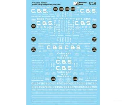 Microscale Ho 87159 Railroad Decal Set -- Colorado & Southern Narrow Gauge Freight Cars And