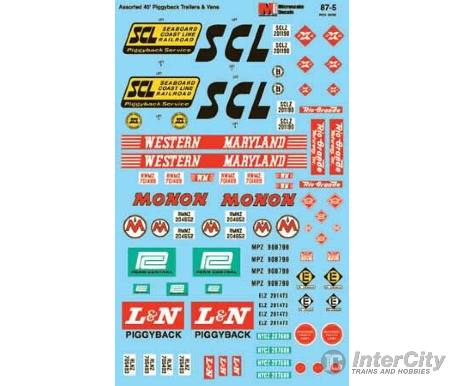 Microscale Ho 875 Vehicle Decal Set -- 60S-70S 40’ Trailers Erie Lackawanna Louisville &