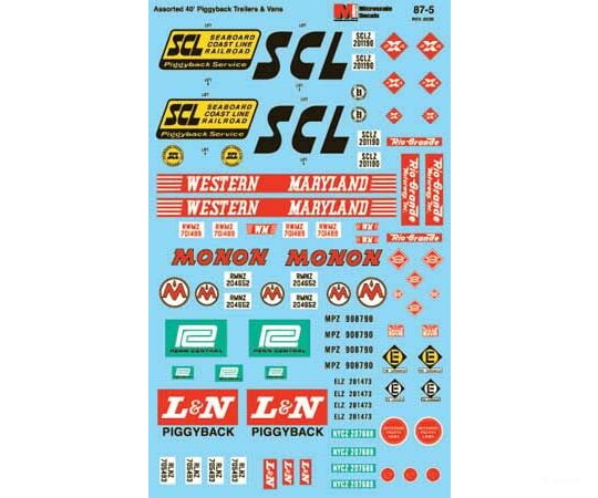 Microscale Ho 875 Vehicle Decal Set -- 60S-70S 40’ Trailers Erie Lackawanna Louisville &