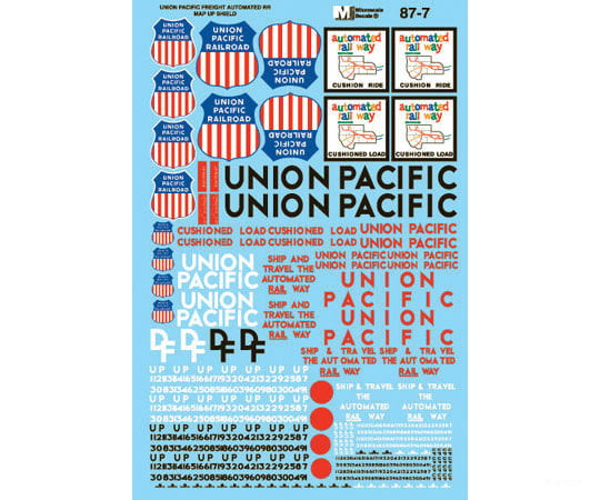 Microscale Ho 877 Union Pacific - Up -- Freight Cars 1965-1970 Decals