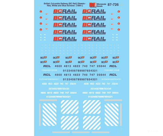 Microscale HO 87726 British Columbia Railway - BCOL -- Diesel Locomotives 1984+ - Decals