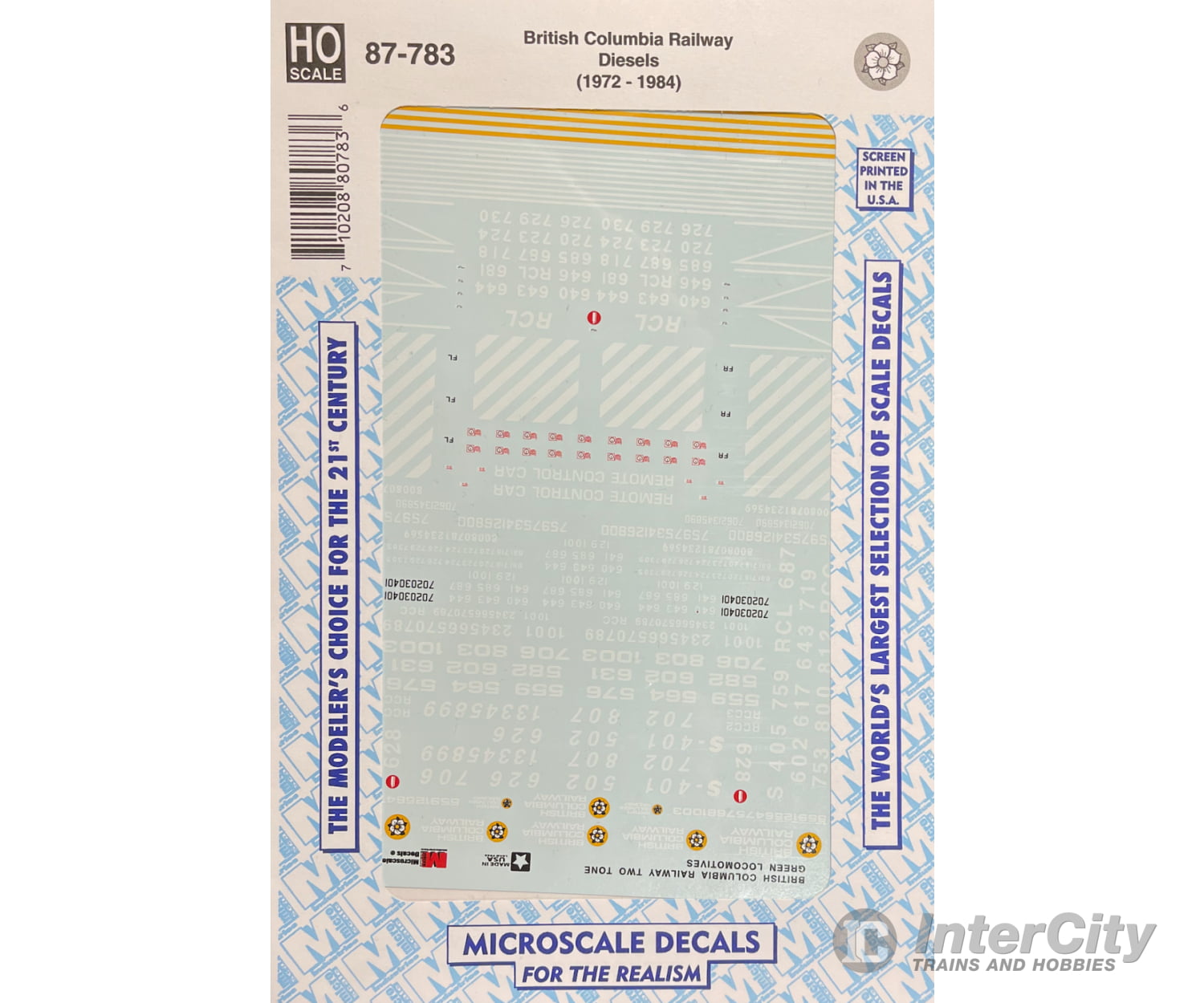 Microscale Ho 87783 British Columbia Railway - Bc Rail -- Diesels (Two-Tone Green) 1972-1984 Decals