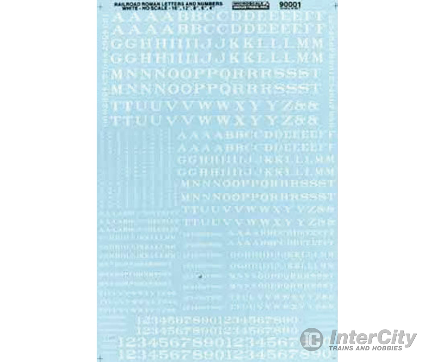 Microscale Ho 90001 Alphabets & Numbers - Railroad Roman -- White Decals