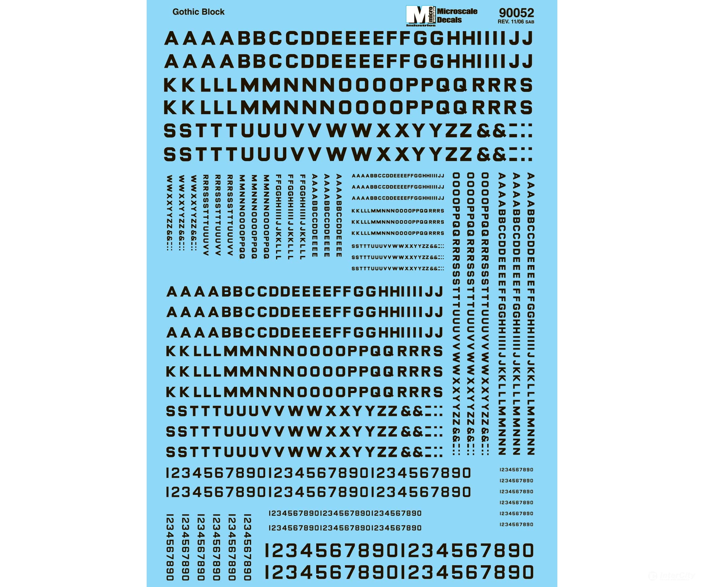 Microscale HO 90052 Alphabets & Numbers - Block Gothic - Black - Decals