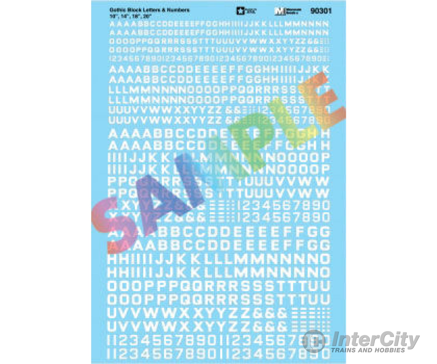 Microscale Ho 90301 Alphabet & Number Decal Set -- Gothic Block (White) 10’ 14’ 18’ 20’ Decals