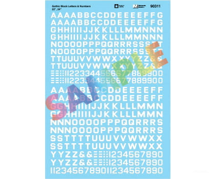 Microscale Ho 90311 Alphabet & Number Decal Set - - Gothic Block (White) 22’ 24’ Decals