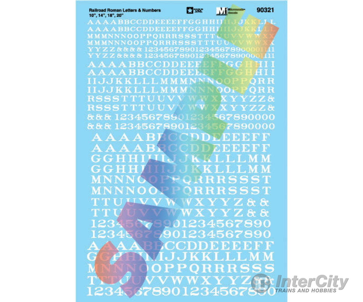 Microscale Ho 90321 Alphabet Decal Set -- Railroad Roman Letters & Numbers 10 14 18 20’ (White)