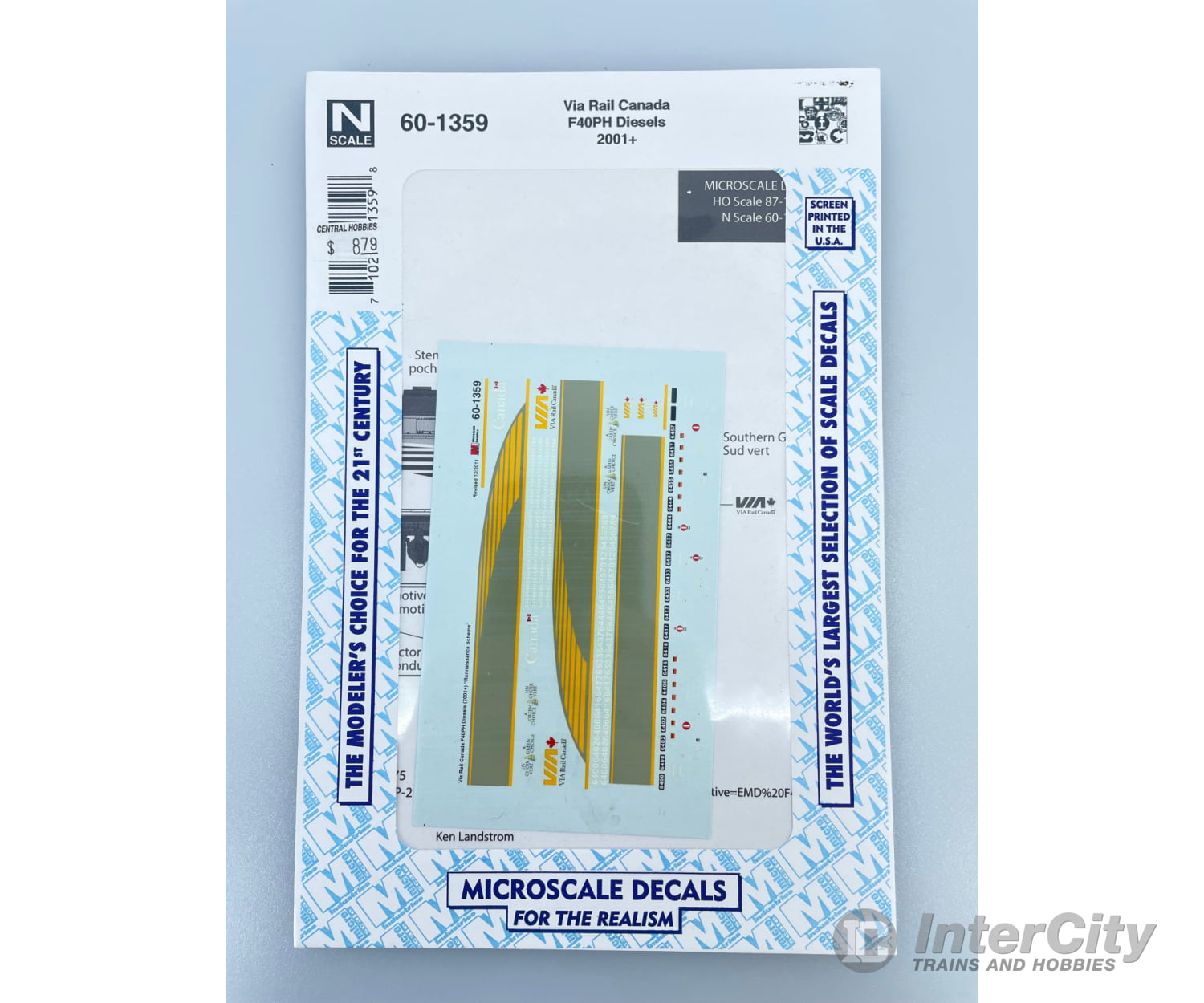 Microscale N 601359 Decal Via Rail Canada - Via -- Rebuilt F40Ph-2 (Renaissance Scheme) 2009 +