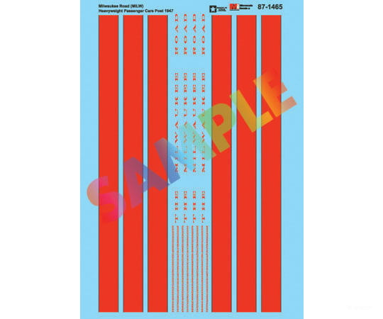 Microscale N 601465 Railroad Decal Set -- Milwaukee Road Heavyweight Passenger Cars Post 1947 Decals