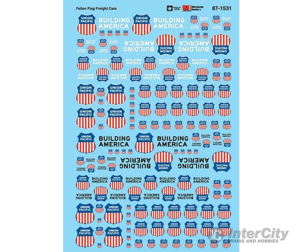 Microscale N 601531 Railroad Decal Set -- Union Pacific Fallen Flags Freight Cars Decals