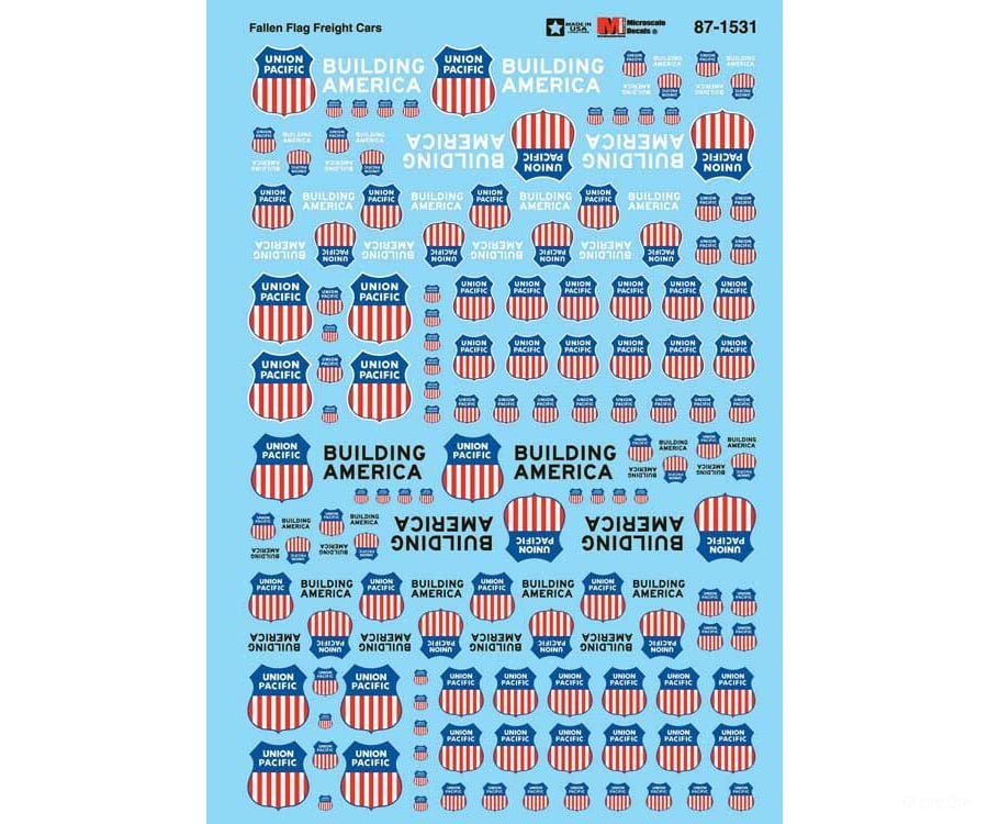 Microscale N 601531 Railroad Decal Set -- Union Pacific Fallen Flags Freight Cars Decals