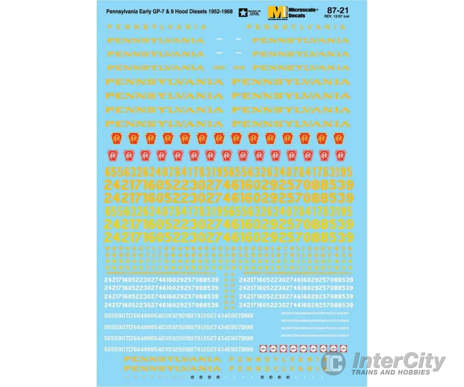 Microscale N 6021 Railroad Decal Set - Prr -- Hood Unit Diesels 1937-1968 Decals