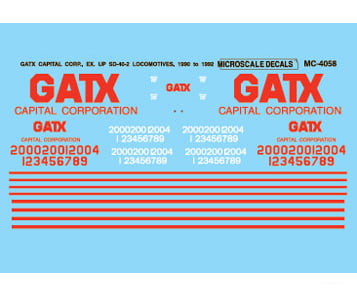 Microscale N 604058 Railroad Decal Set - General American Capital Corp. Lease Fleet Sd40-2 Diesels