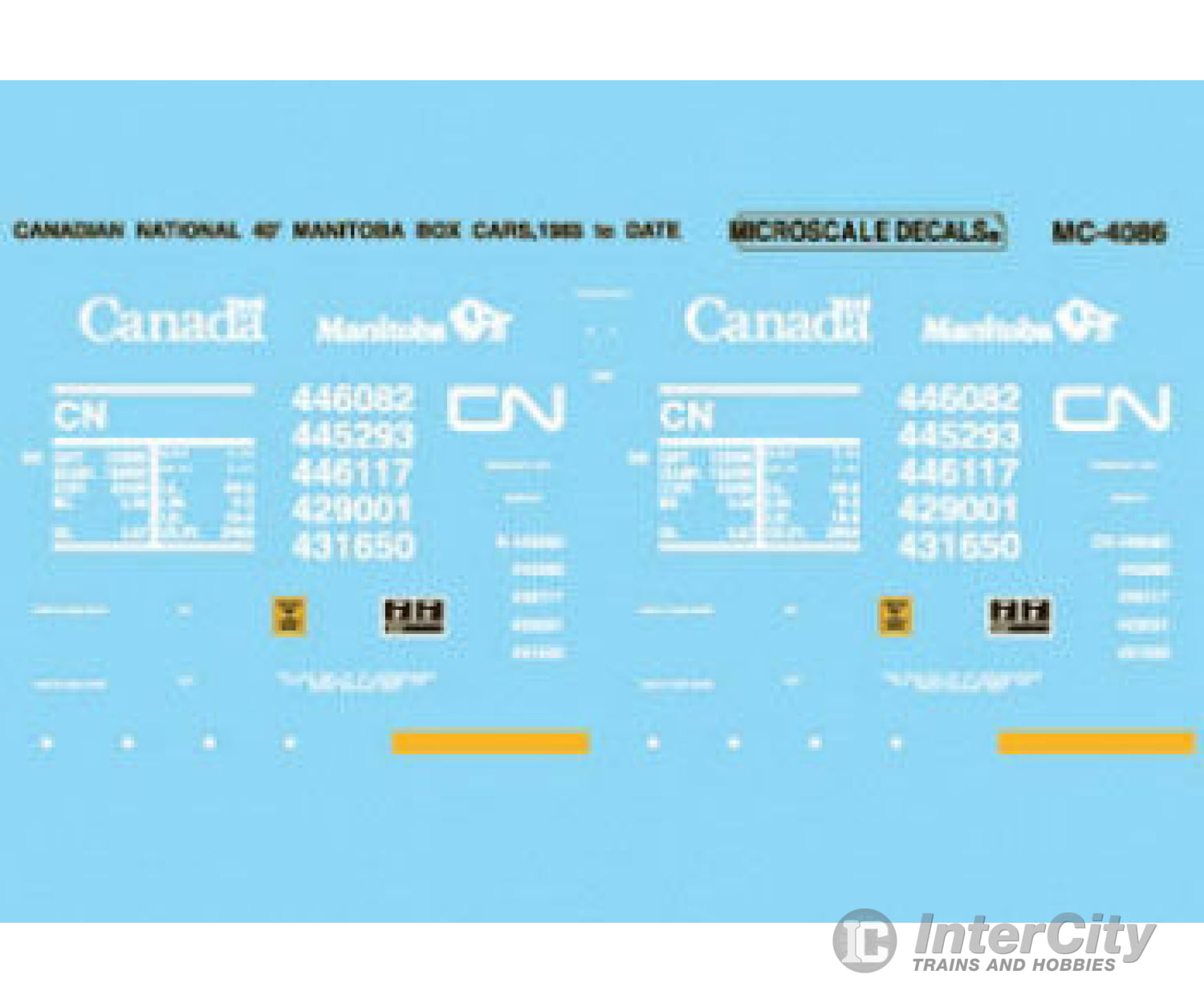 Microscale N 604086 Railroad Decal Set - Cn -- 40’ Box Cars 1985 + Decals