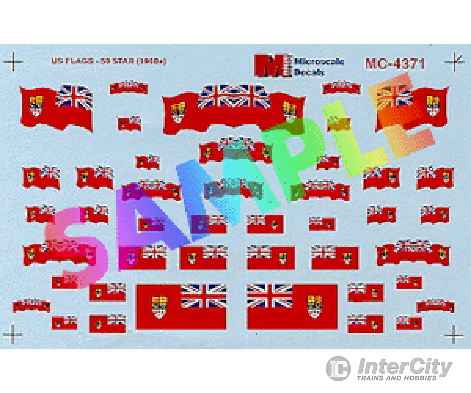 Microscale N 604371 Canadian Flags -- 1870-1965 Red W/Union Jack In Field Decals