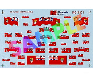 Microscale N 604371 Canadian Flags -- 1870-1965 Red W/Union Jack In Field Decals