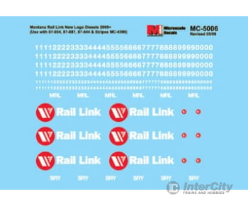 Microscale N 605006 Railroad Decal Set - Montana Rail Link/SRY 2009+ Logo for Diesels (’W’ Inside Red Spot) Decals