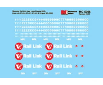 Microscale N 605006 Railroad Decal Set - Montana Rail Link/SRY 2009+ Logo for Diesels (’W’ Inside Red Spot) Decals