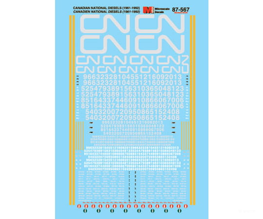 Microscale N 60567 Railroad Decal Set - Cn Modern Diesels 1961-1992 Decals