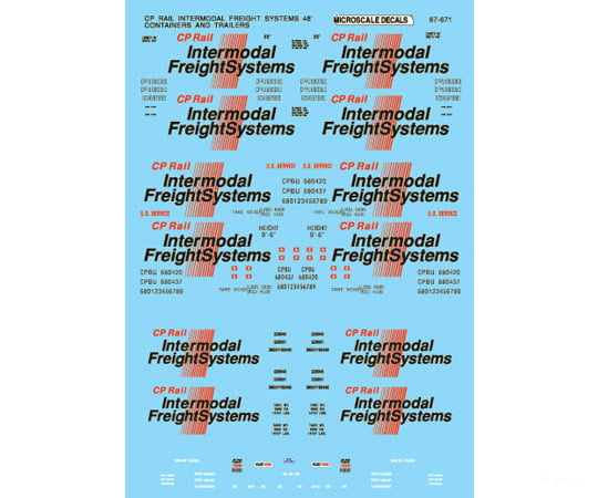 Microscale N 60671 Railroad Decal Set - Canadian Pacific - 48’ Container 1990+ Decals