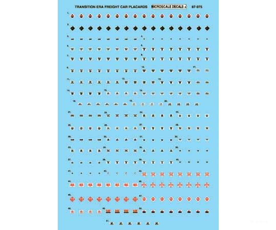 Microscale N 60975 Railroad Decal Set -- Hazardous Material Placards Decals