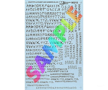 Microscale N 70212 Graffiti Alphabet & Numbers -- Black Decals