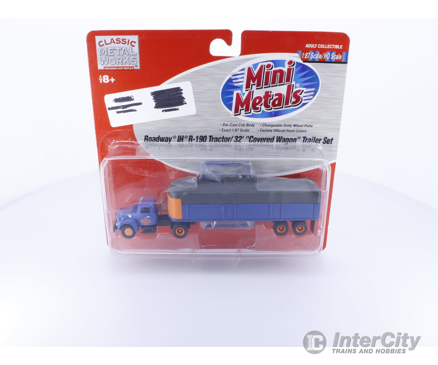 Mini Metals 31128 HO Roadway IH R-190 Tractor/32’’ Covered Wagon Trailer Set Freight Loads & Containers