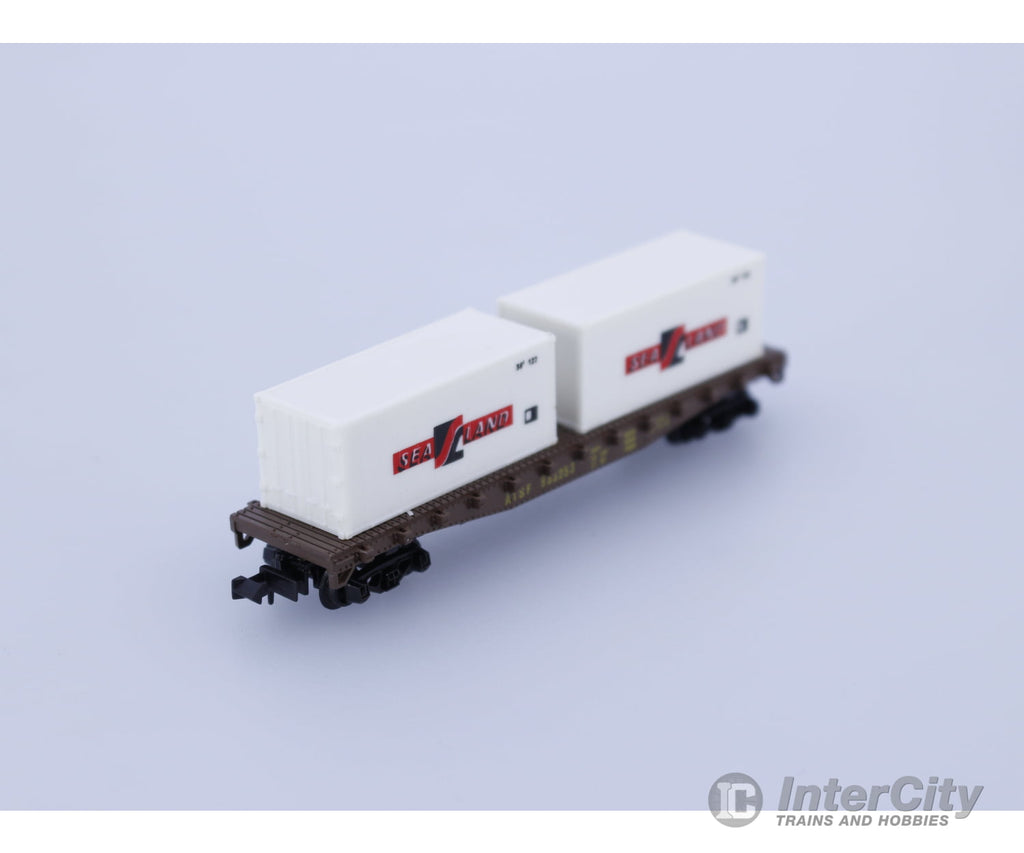 Model Power 4002 N SeaLand Container Flat Car Atchison Topeka and Santa Fe (ATSF) 933253 Freight Cars