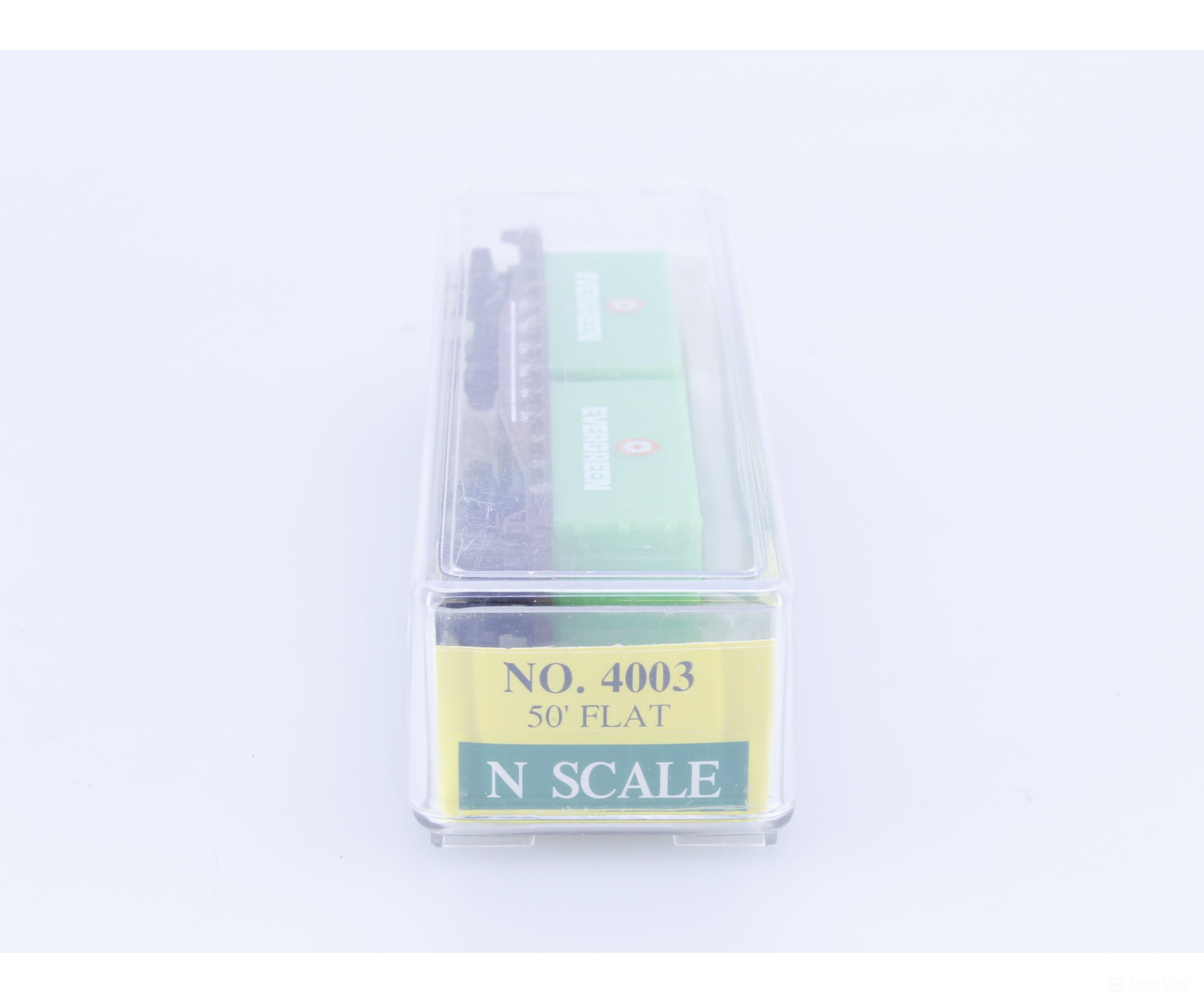 Model Power 4003 N 50’ Flat Car with 2 Evergreen Containers Pennsylvania (PRR) 474200 Freight Cars