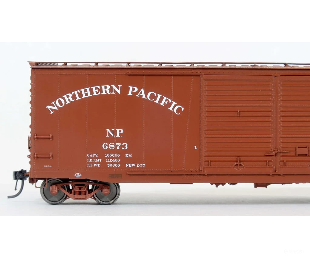 Moloco 70002-04 HO Delivery 2-57 Arch Lett. + 5’ NP RAILWAY Monad Brainerd built 50’ XM 15-0 Double-slider ctd. NP 6873