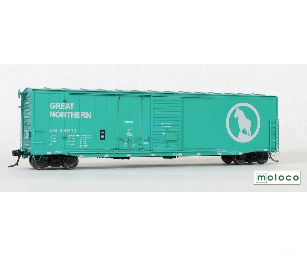 Moloco 70534-01 HO St. Cloud built 50’ XM Combo 14-0 Dr. Delivery 1961 Glacier Grn Red Slant w/Rocky GN 36335 - Freight