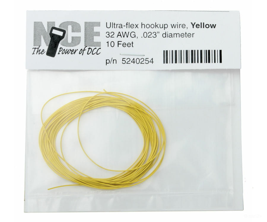Nce 254 Ultraflex Hook - Up 32Awg.023 Diameter Wire - - Yellow 10’ 3.05M Dcc Accessories