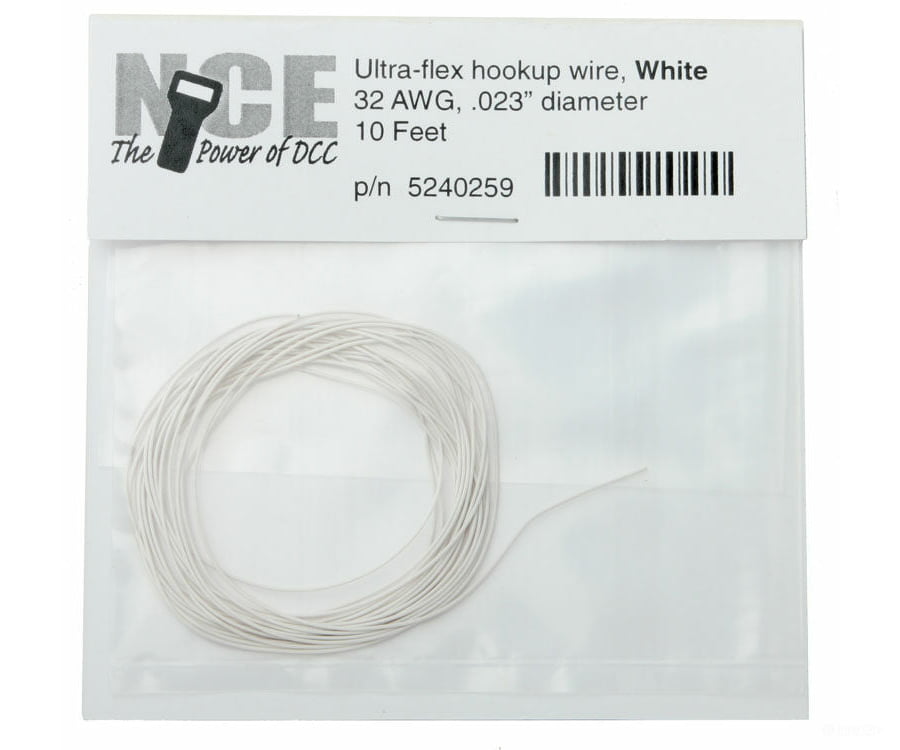 Nce 259 Ultraflex Hook-Up 32Awg.023 Diameter Wire -- White 10’ 3.05M Dcc Accessories
