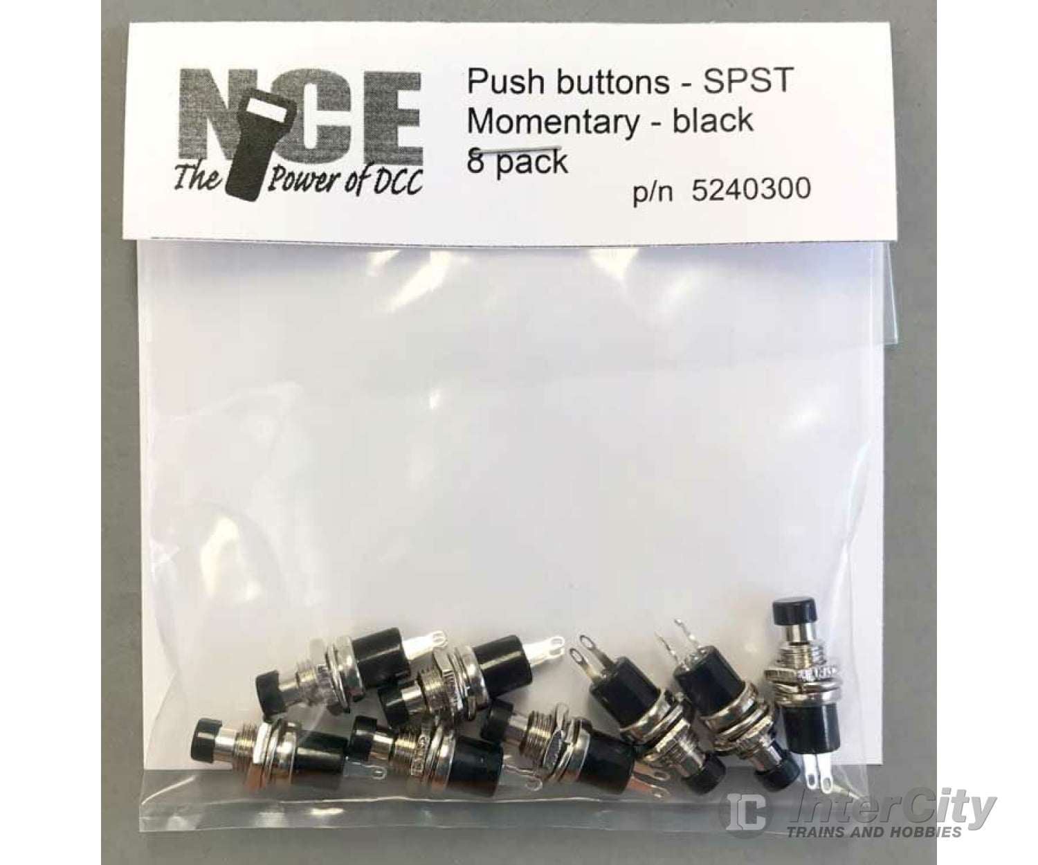 Nce 300 Btn8 Momentary Spst Normally Open Pushbutton Switch 8-Pack -- Black Lights & Electronics