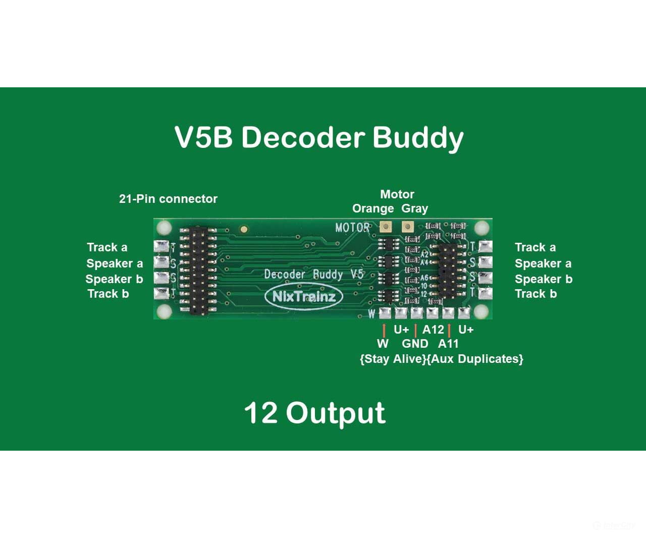 Nix Trains Ntz5 Decoder Buddy V5B - Locomotive Motherboard With 21 - Pin Socket - - With 12