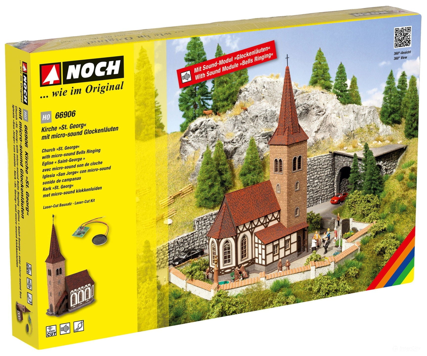 Noch 66906 HO Church ’St George’ with micro-sound Bell Ringing Structures