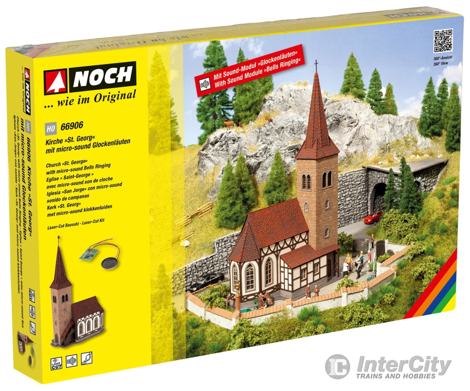Noch 66906 HO Church ’St George’ with micro-sound Bell Ringing Structures