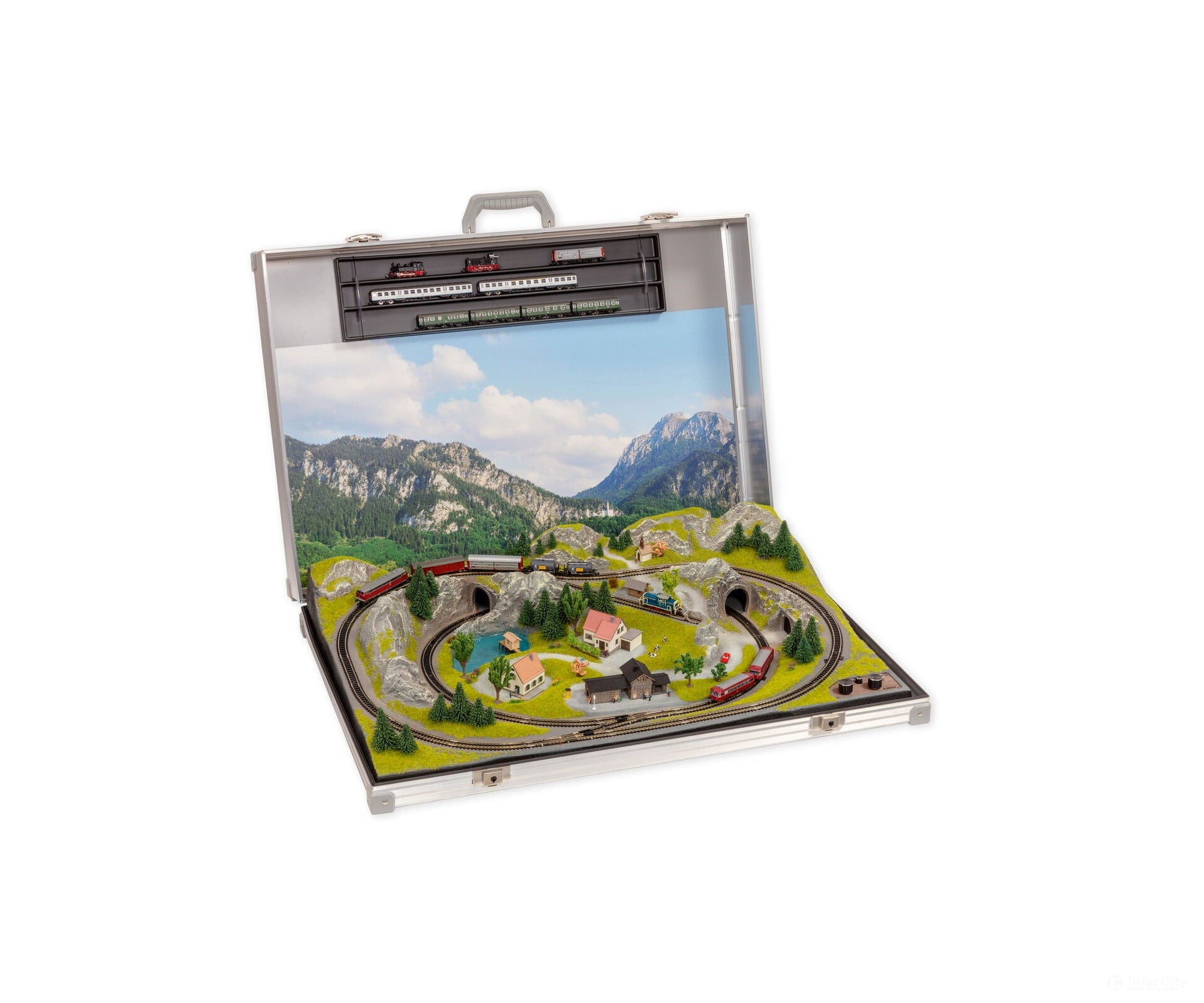 Noch 88410 N Briefcase Layout ’Füssen’ with Minitrix track Layout Kits