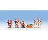 Noch Ho 15920 Christmas Figures -- 3 Santas Child On Knee 2 Helpers & Sleigh