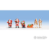 Noch Ho 15920 Christmas Figures -- 3 Santas Child On Knee 2 Helpers & Sleigh